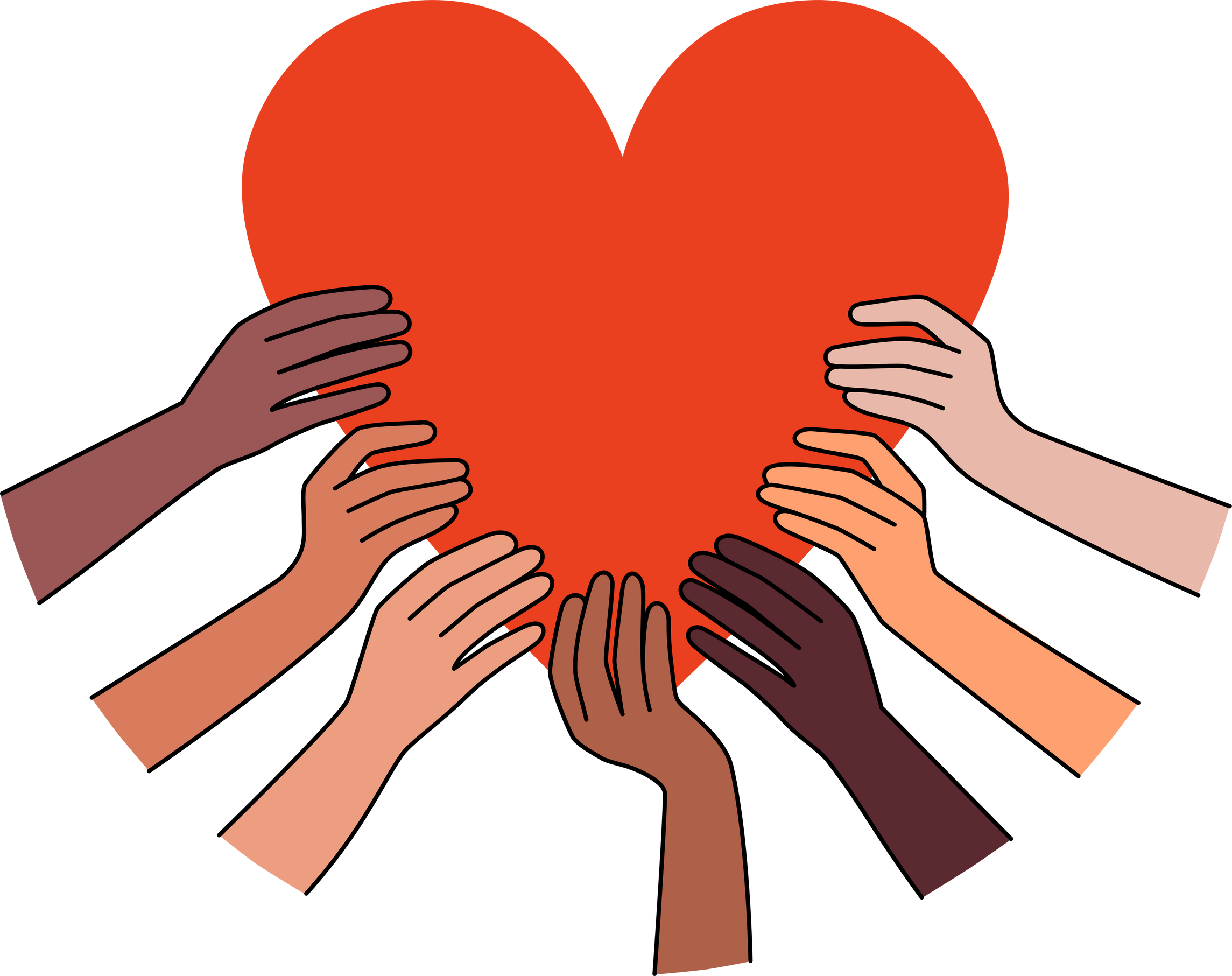 Diverse Hands Hold Huge Heart Share Love